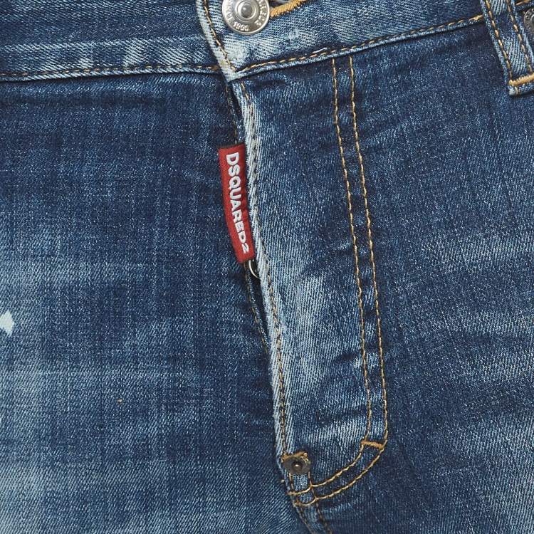 Pre Owned Dsquared2 Blue Distressed Ripped Denim Buttoned Jeans M Waist 34"