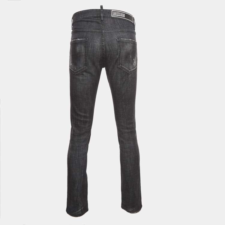 Pre Owned Dsquared2 Black Washed Distressed Denim Buttoned Jeans M Waist 32"
