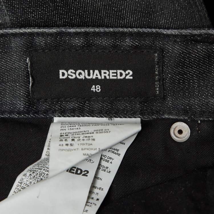 Pre Owned Dsquared2 Black Washed Distressed Denim Buttoned Jeans M Waist 32"