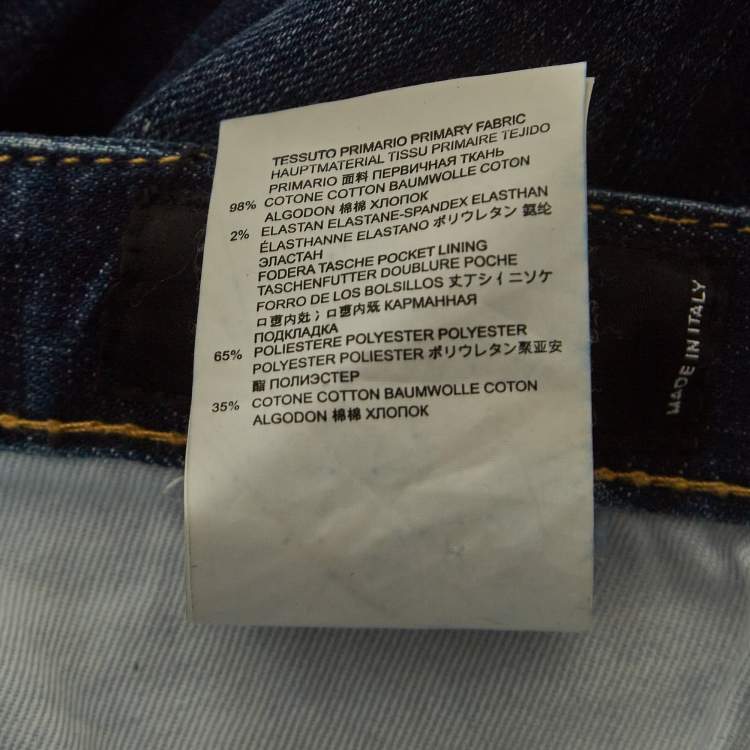 Pre Owned Dsquared2 Blue Logo Applique Denim Distressed Jeans XL Waist 34''