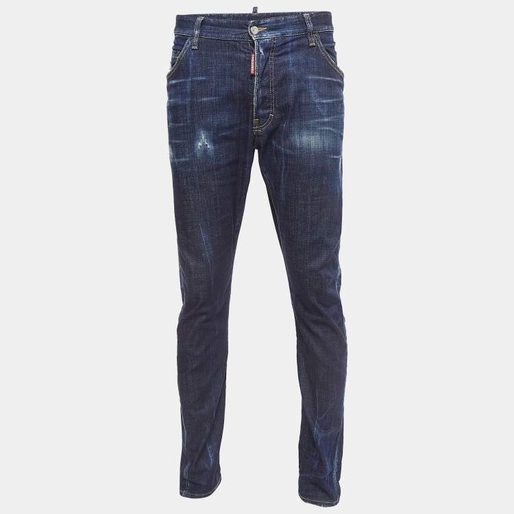 Pre Owned Dsquared2 Blue Faded Denim Slim Fit Jeans XL Waist 38''