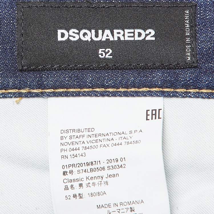 Pre Owned Dsquared2 Blue Faded Denim Slim Fit Jeans XL Waist 38''