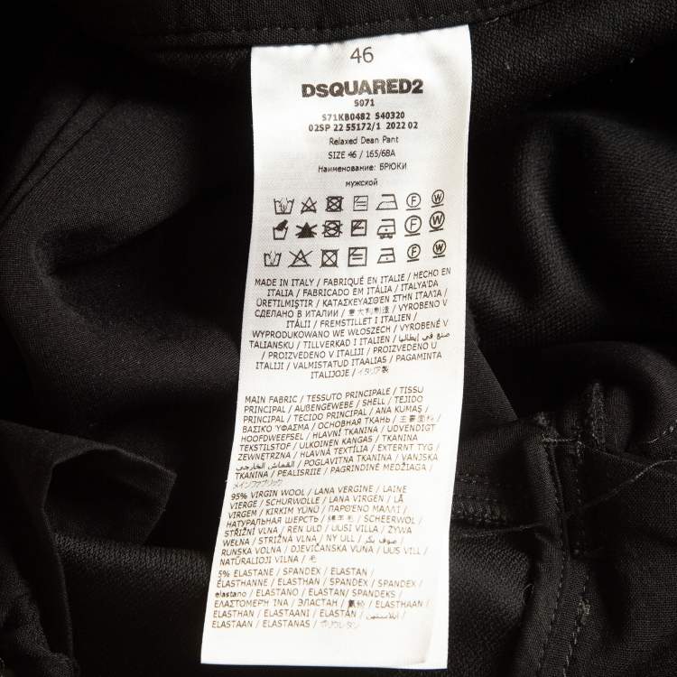 Pre Owned Dsquared2 Black Wool Knit Quilted Pocket Cargo Pants S