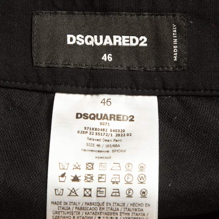 Pre Owned Dsquared2 Black Wool Knit Quilted Pocket Cargo Pants S
