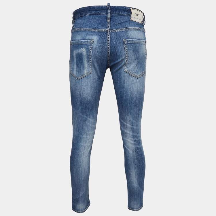 Pre Owned Dsquared2 Blue Distressed Denim Jeans M Waist 34"