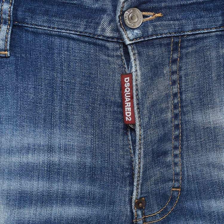 Pre Owned Dsquared2 Blue Distressed Denim Jeans M Waist 34"