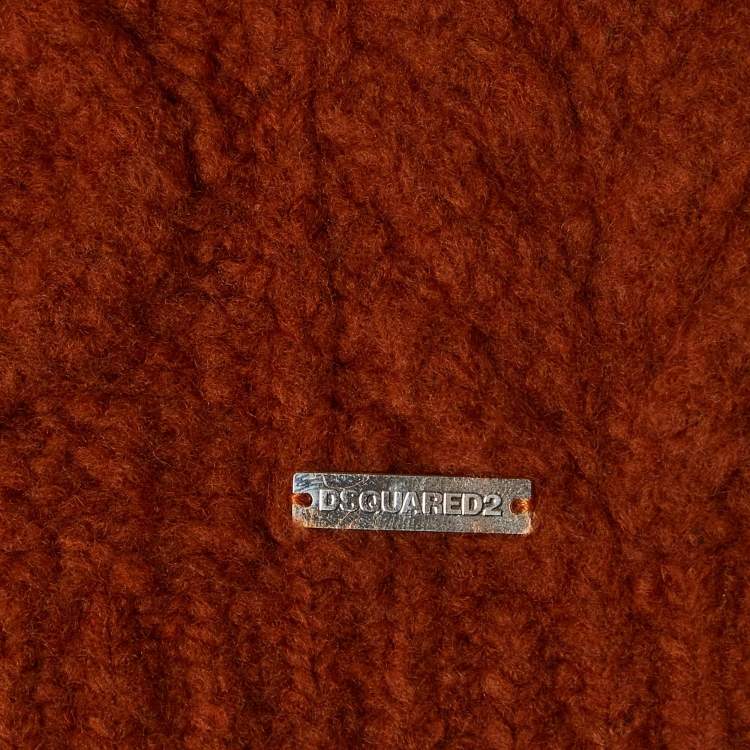 Pre Owned Dsquared2 Brown Cable Knit Turtle Neck Sweater M