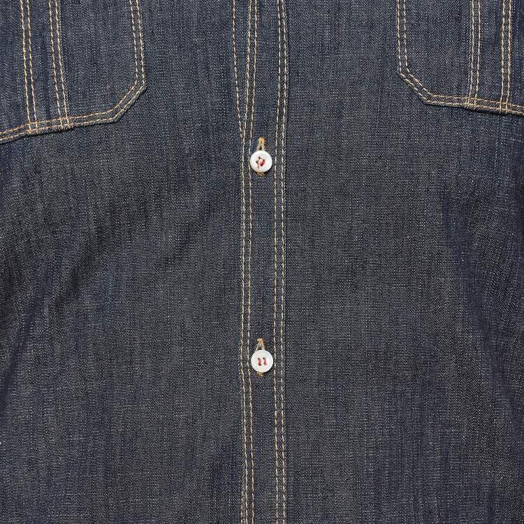 Pre Owned Dsquared2 Navy Blue Denim Short Sleeve Shirt XS