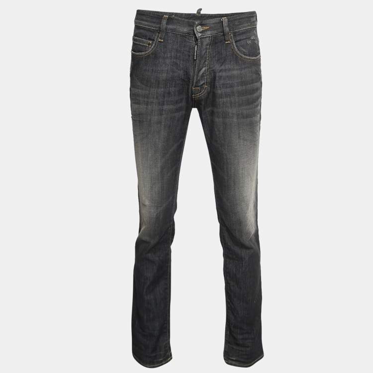 Pre Owned Dsquared2 Charcoal Grey Washed Denim Jeans S Waist 32"