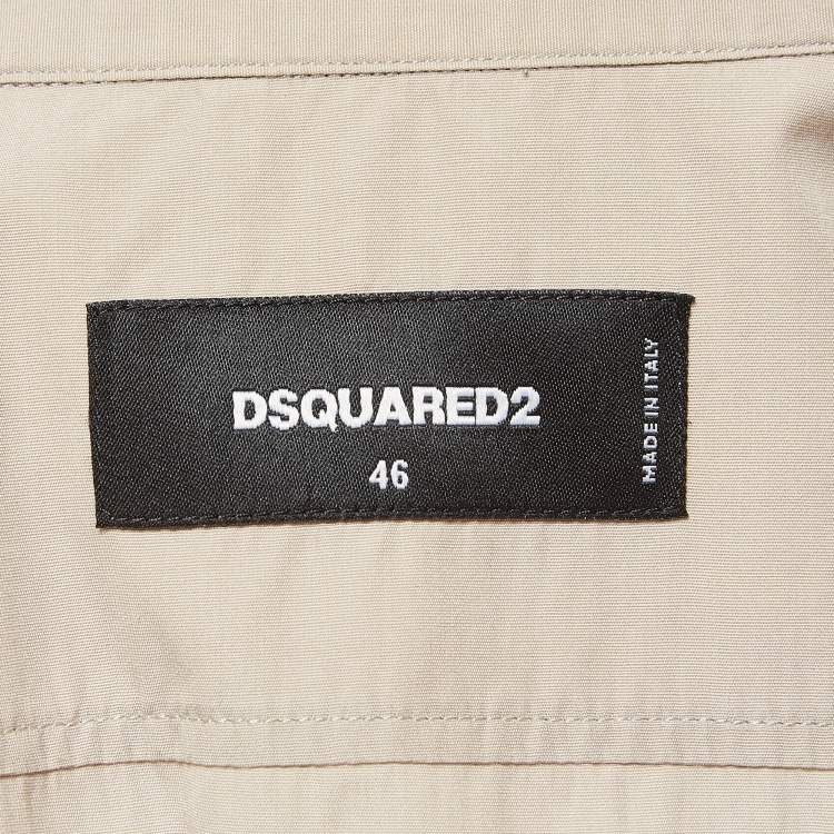 Pre Owned Dsquared2 Beige Logo Printed Poplin Shirt S
