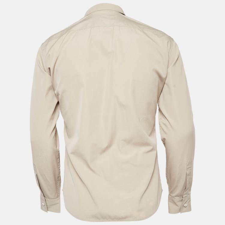 Pre Owned Dsquared2 Beige Logo Printed Poplin Shirt S
