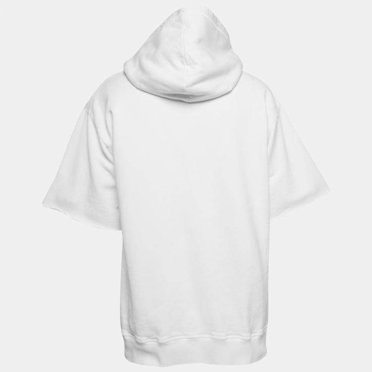 Pre Owned Dsquared2 White Logo Print Cotton Hooded Sweatshirt M