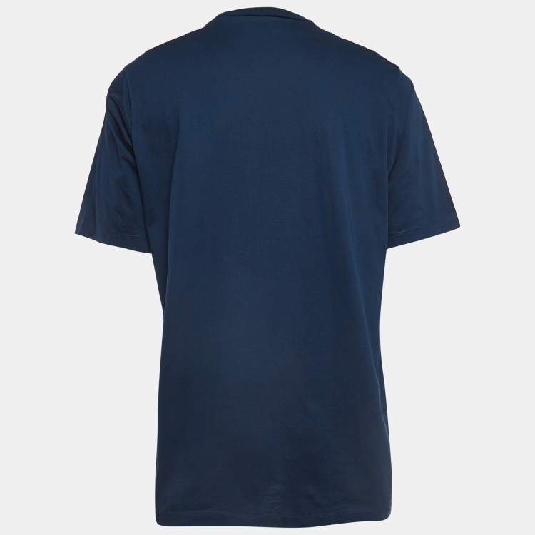 Pre Owned Dsquared2 Navy Blue Logo Printed Cotton T-Shirt M