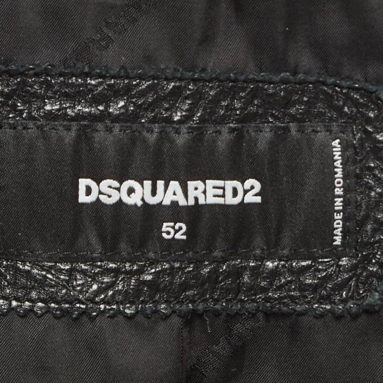 Pre Owned Dsquared2 Black Studded Leather Lace-Up Vest XL