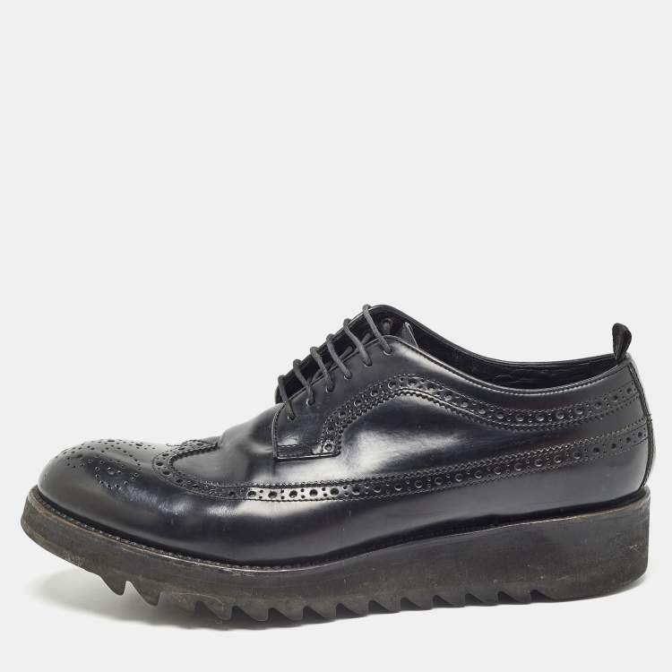 Pre Owned Dsquared2 Black Brogue Leather Lace Up Derby Size 44