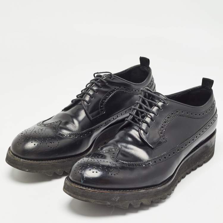 Pre Owned Dsquared2 Black Brogue Leather Lace Up Derby Size 44