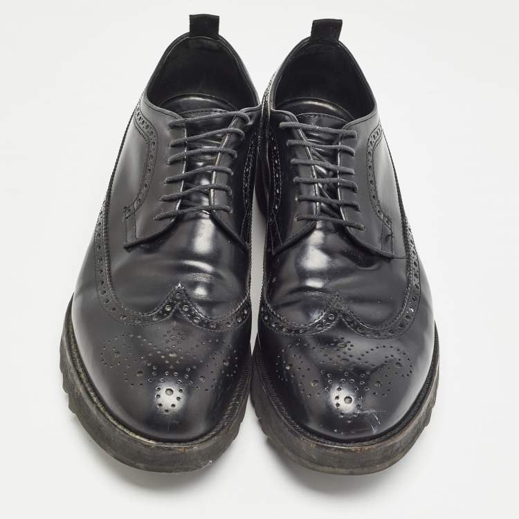 Pre Owned Dsquared2 Black Brogue Leather Lace Up Derby Size 44