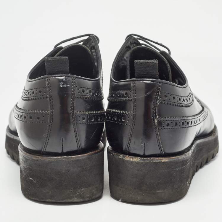 Pre Owned Dsquared2 Black Brogue Leather Lace Up Derby Size 44