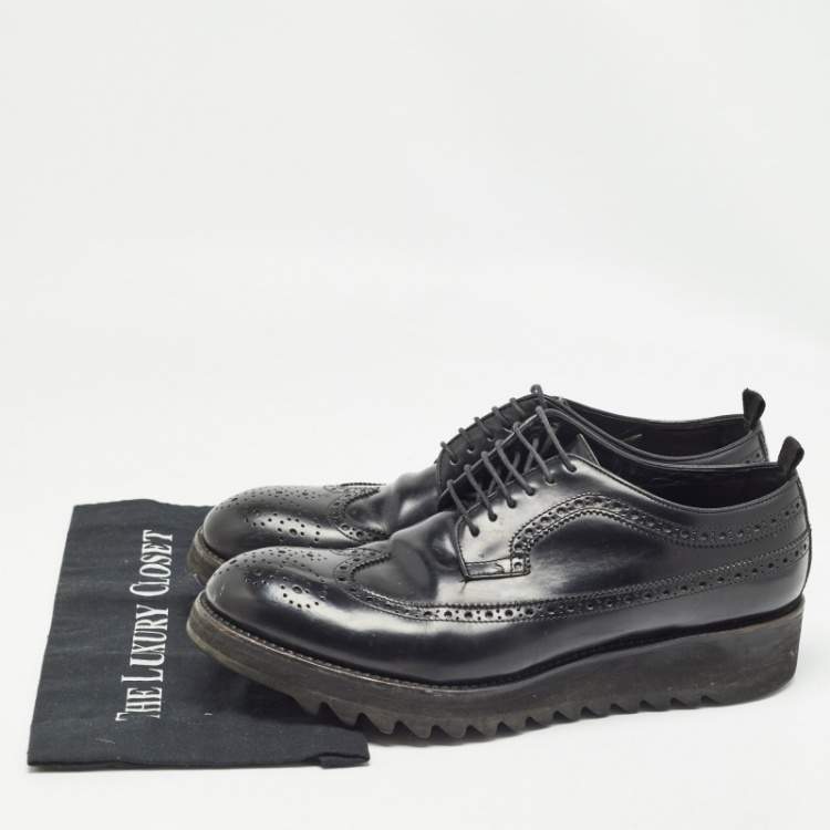 Pre Owned Dsquared2 Black Brogue Leather Lace Up Derby Size 44