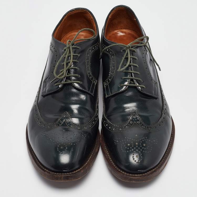Pre Owned Dsquared2 Dark Green Brogue Patent Leather Lace Up Derby Size 44