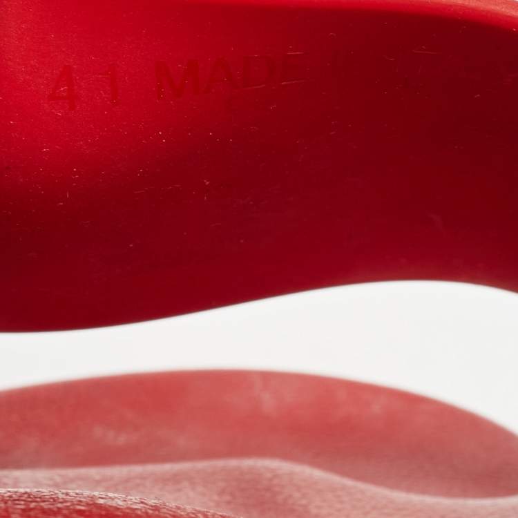 Pre Owned Dsquared Red Rubber Icon Embossed Beach Slides Size 41