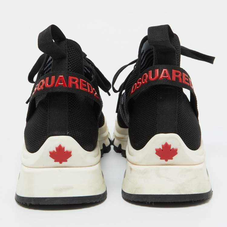 Pre Owned Dsquared2 Black Knit Fabric Run DS2 Sneakers Size 44