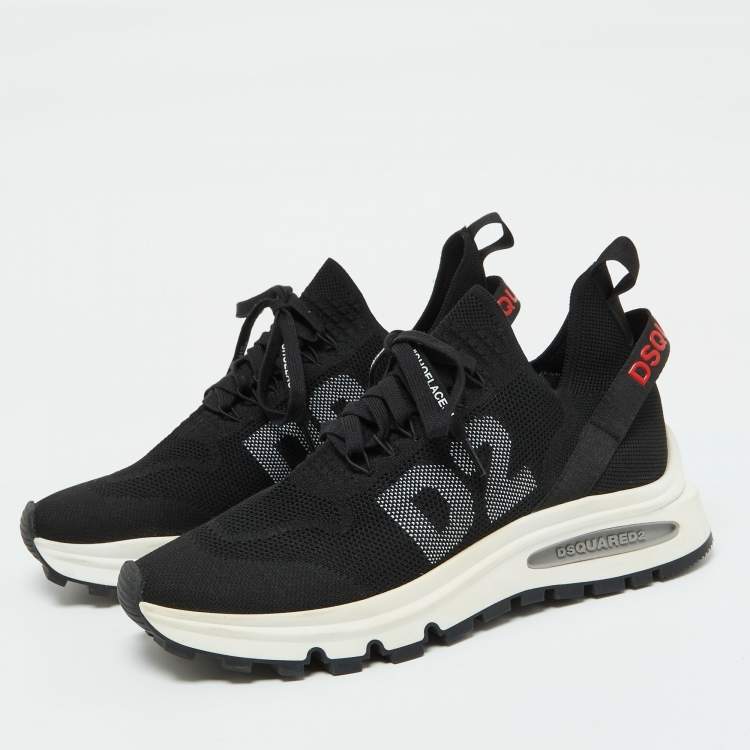Pre Owned Dsquared2 Black Knit Fabric Run DS2 Sneakers Size 44