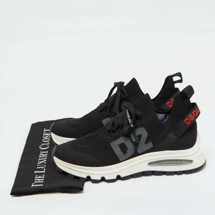 Pre Owned Dsquared2 Black Knit Fabric Run DS2 Sneakers Size 44