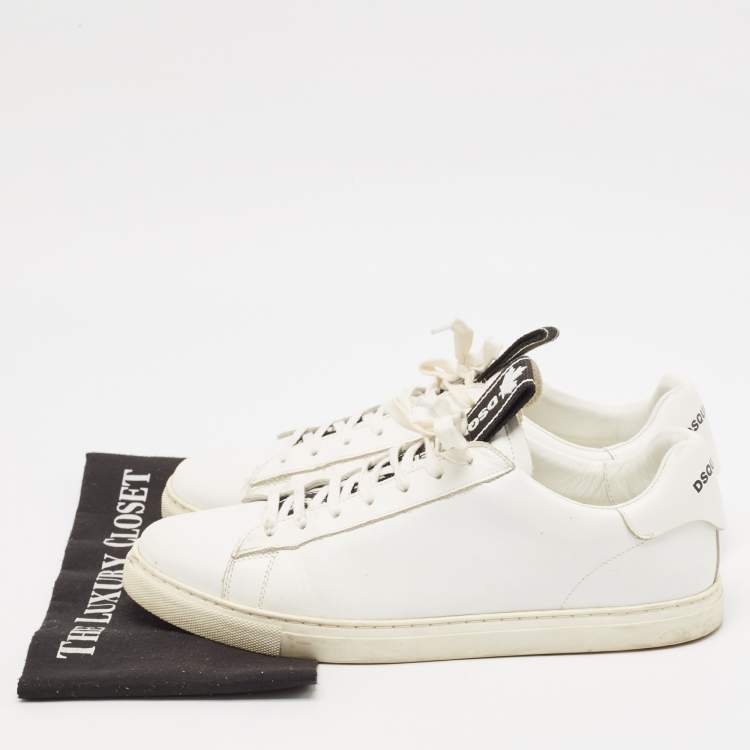 Pre Owned Dsquared2 White Leather Low Top Sneakers Size 45
