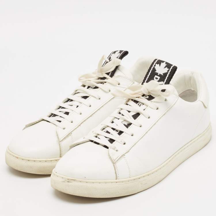 Pre Owned Dsquared2 White Leather Low Top Sneakers Size 45