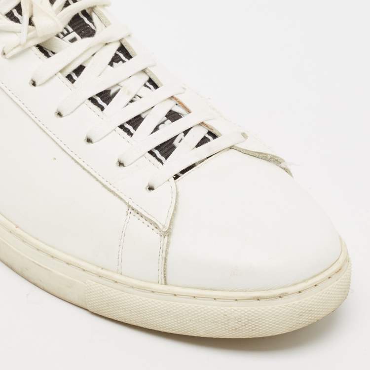 Pre Owned Dsquared2 White Leather Low Top Sneakers Size 45