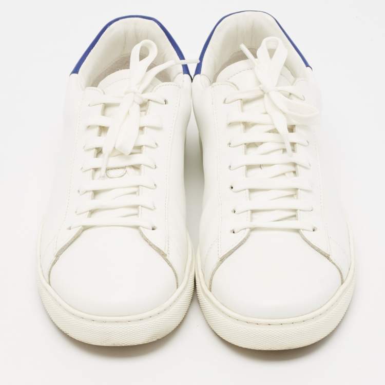 Pre Owned Dsquared2 White/Blue Leather Low Top Sneakers Size 43