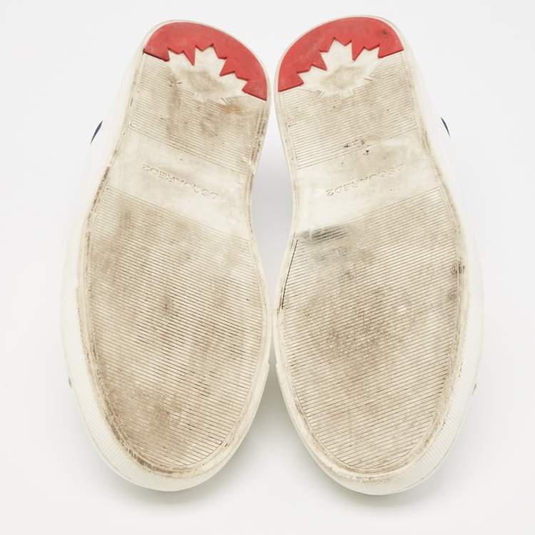 Pre Owned Dsquared2 White/Blue Leather Low Top Sneakers Size 43