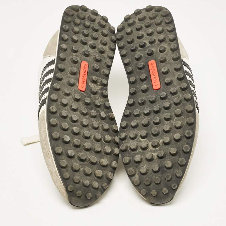 Pre Owned Dsquared2 Grey/Black Leather and Suede Lace Up Sneakers Size 46