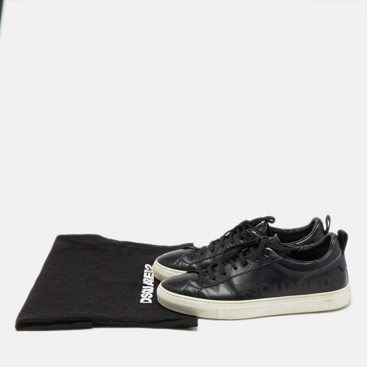 Pre Owned Dsquared2 Black Leather Low Top Sneakers Size 43