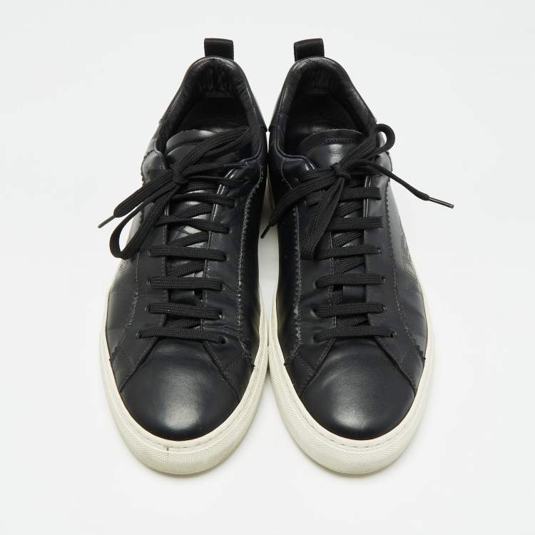 Pre Owned Dsquared2 Black Leather Low Top Sneakers Size 43