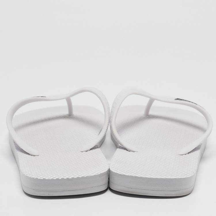 Pre Owned Dsquared2 White Rubber Logo Flip Flops Size 42