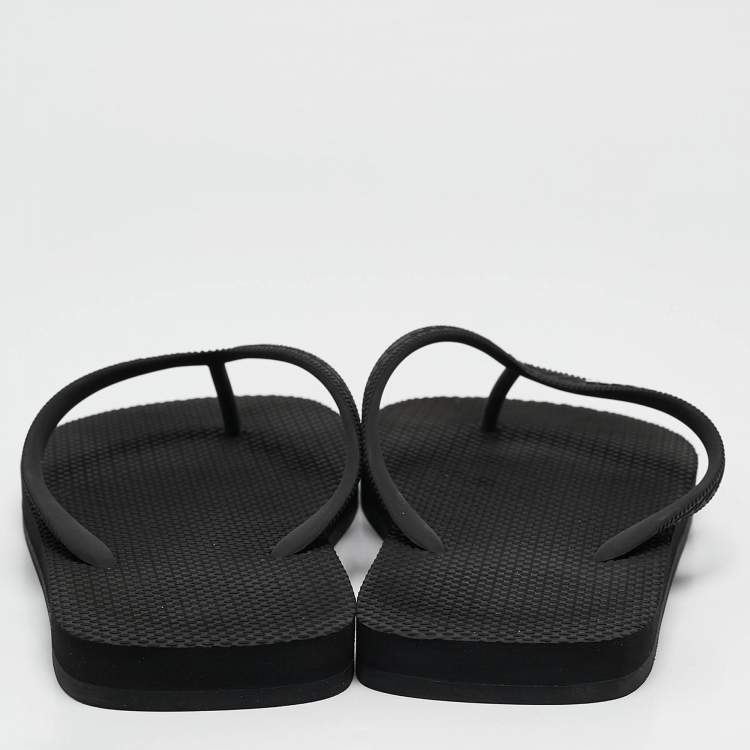 Pre Owned Dsquared2 Black Rubber Logo Flip Flops Size 42