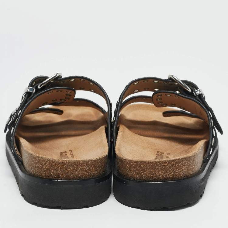 Pre Owned Dsquared2 Black Suede Gothic Grunge Flat Sandals Size 42