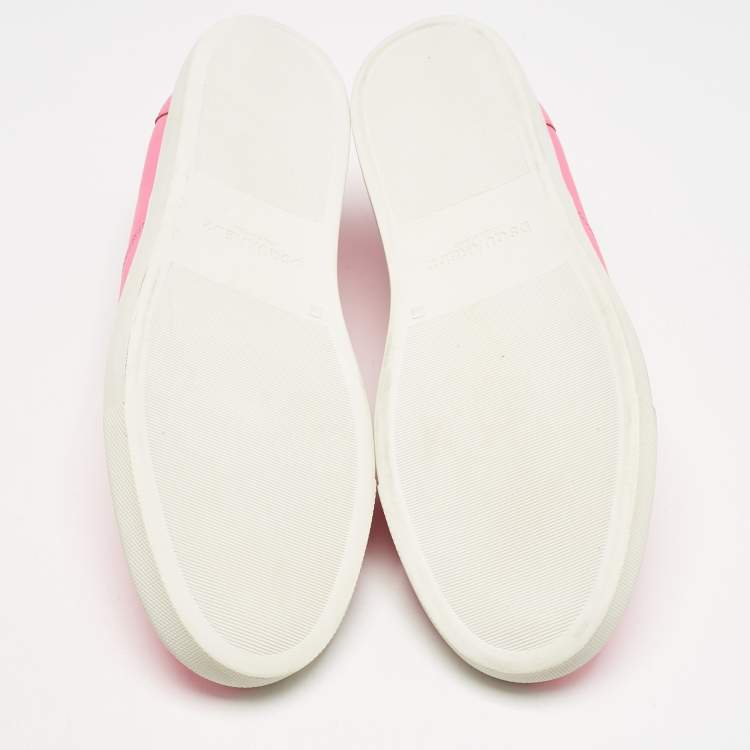 Pre Owned Dsquared2 Neon Pink Leather Slip On Sneakers Size 43