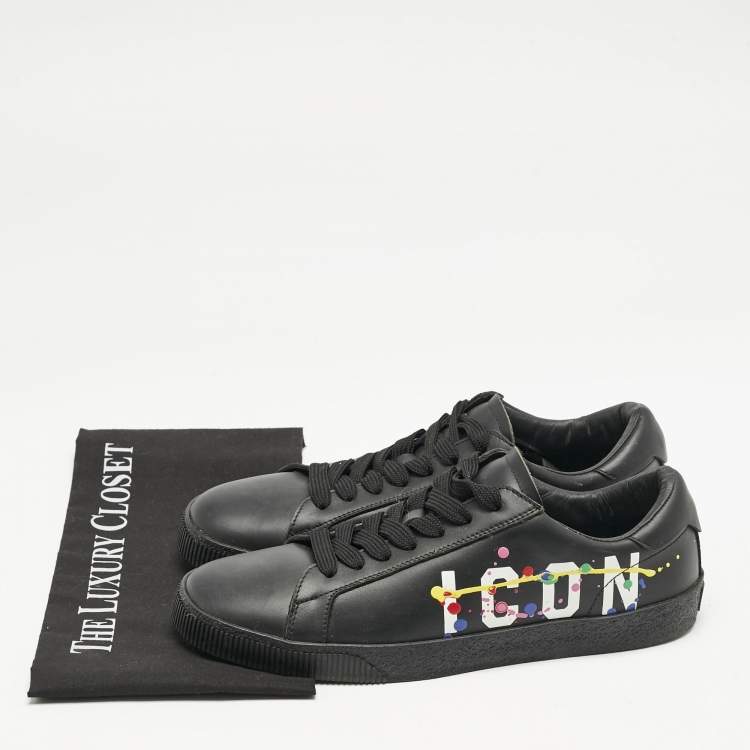 Pre Owned Dsquared2 Black Leather Cassetta Low Top Sneakers Size 41
