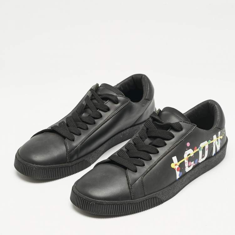 Pre Owned Dsquared2 Black Leather Cassetta Low Top Sneakers Size 41