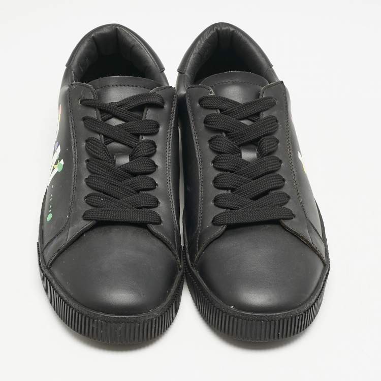 Pre Owned Dsquared2 Black Leather Cassetta Low Top Sneakers Size 41