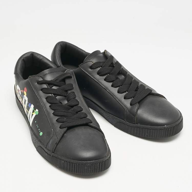 Pre Owned Dsquared2 Black Leather Cassetta Low Top Sneakers Size 41