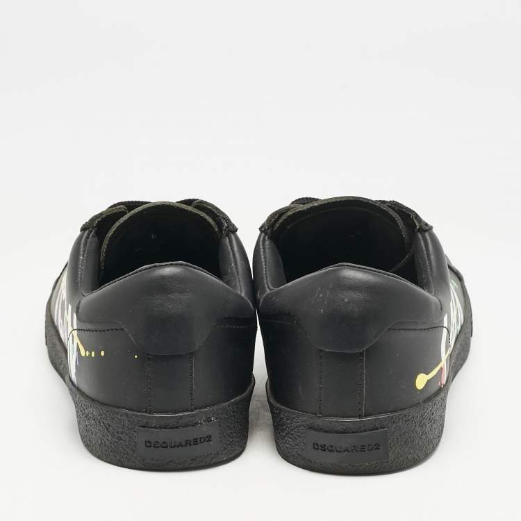 Pre Owned Dsquared2 Black Leather Cassetta Low Top Sneakers Size 41