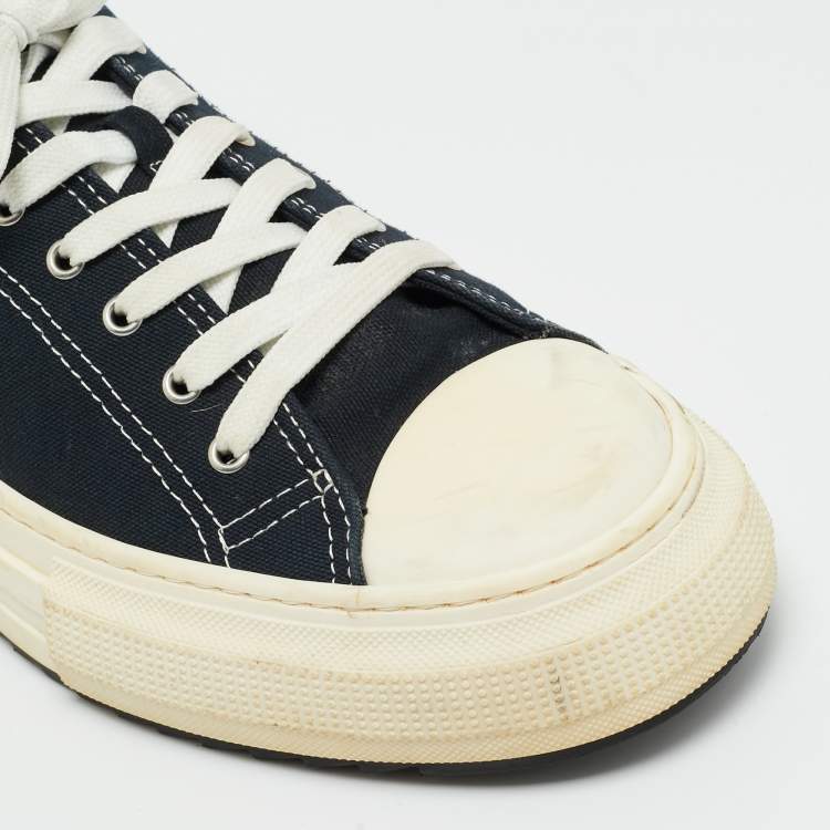 Pre Owned Dsquared2 Navy Blue Canvas Berlin Lace Up Sneakers Size 45
