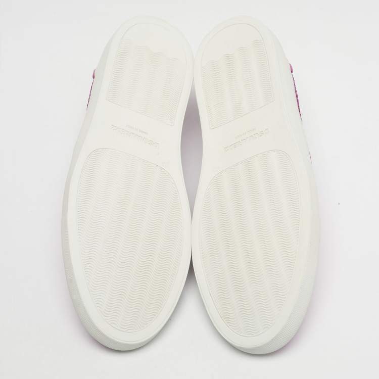 Pre Owned Dsquared2 Pink Glitter Crystal Embellished Slip On Sneakers Size 40