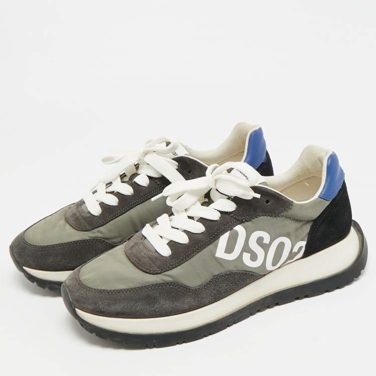 Pre Owned Dsquared2 Runner Size 43 Grey/Black Suede Lace Up Sneakers