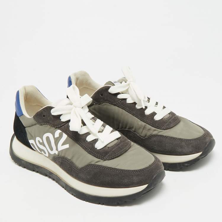 Pre Owned Dsquared2 Runner Size 43 Grey/Black Suede Lace Up Sneakers