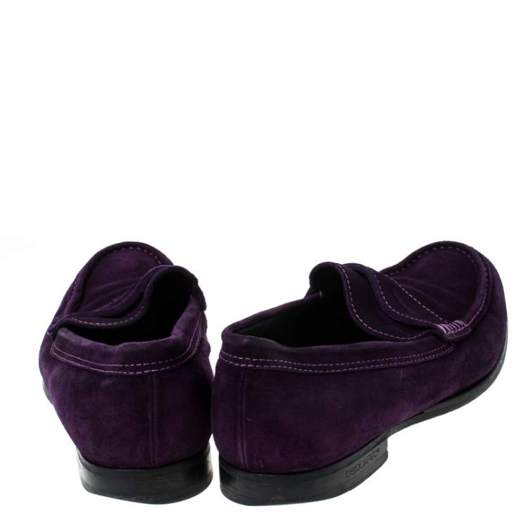 Pre Owned Dsquared2 Purple Suede Penny Loafers Size 40.5